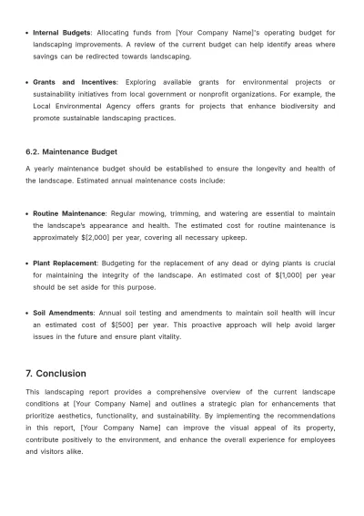 Free Landscaping Report Template to Edit Online
