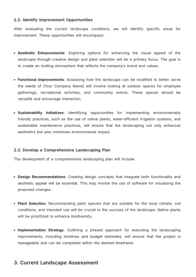 Free Landscaping Report Template to Edit Online