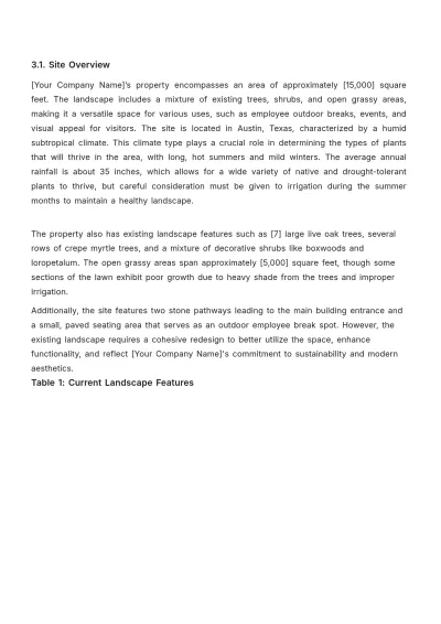 Free Landscaping Report Template to Edit Online