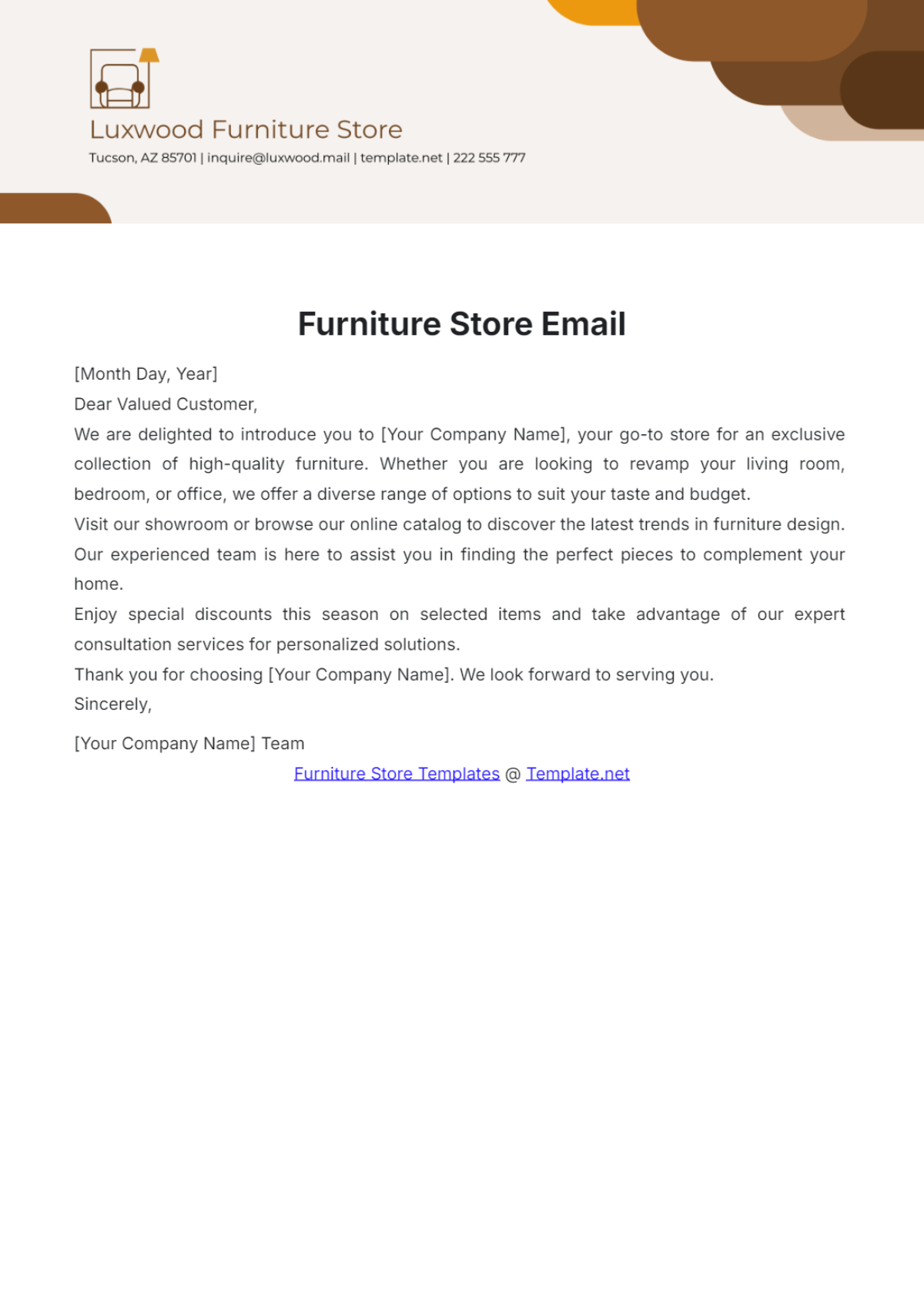 Furniture Store Email Template