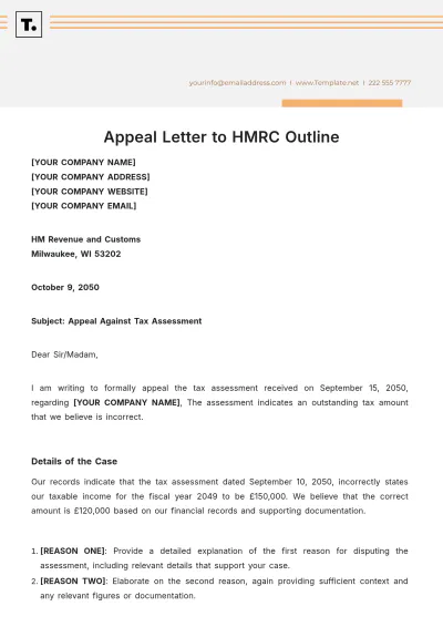 Free Appeal Letter to HMRC Outline Template to Edit Online