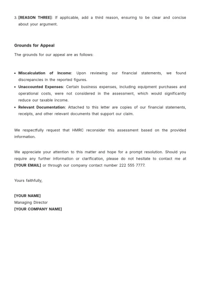 Free Appeal Letter to HMRC Outline Template to Edit Online