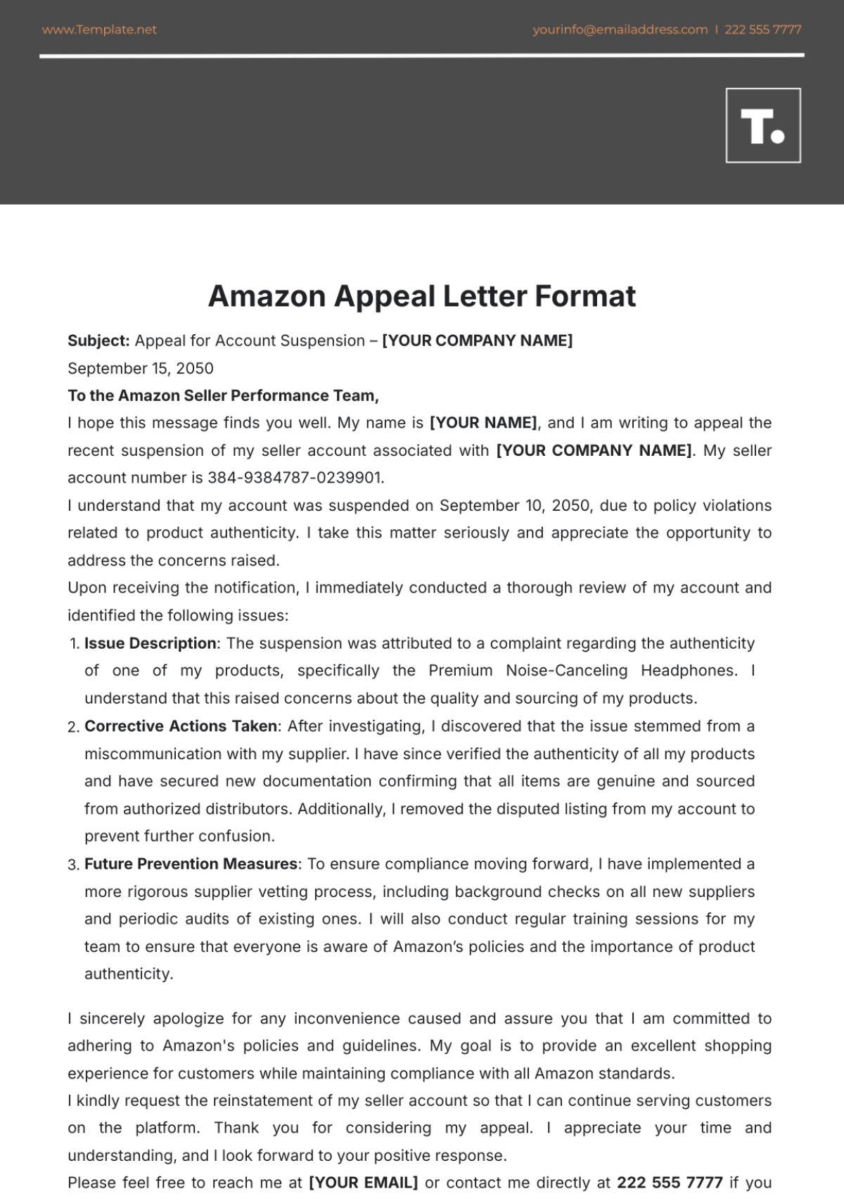 Amazon Appeal Letter Format Template - Edit Online & Download