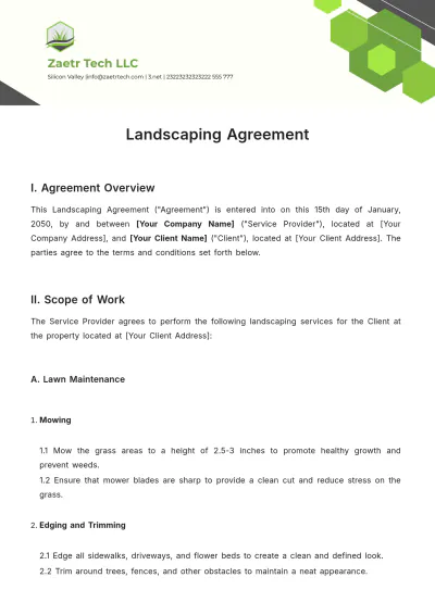 Free Landscaping Agreement Template to Edit Online