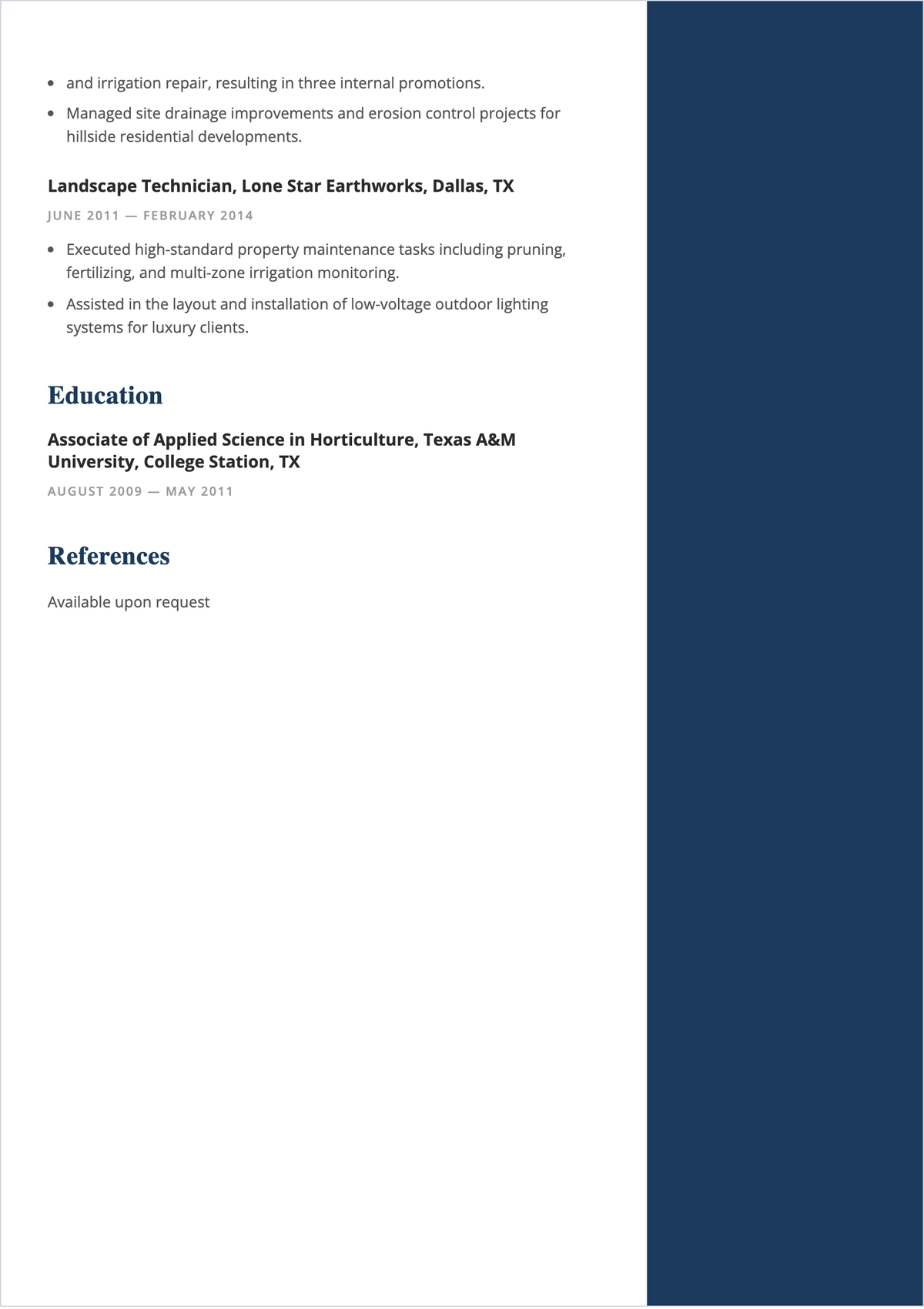 Free Landscaping ATS Resume Template, AI Resume Builder