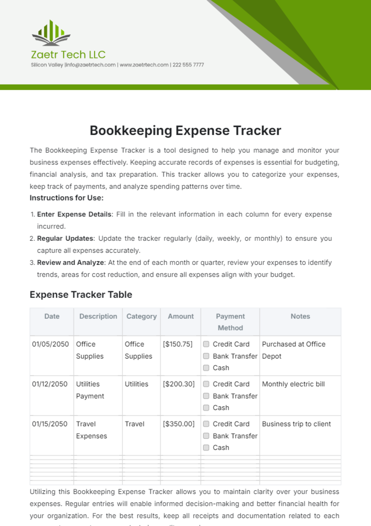 Bookkeeping Expense Tracker Template - Edit Online & Download