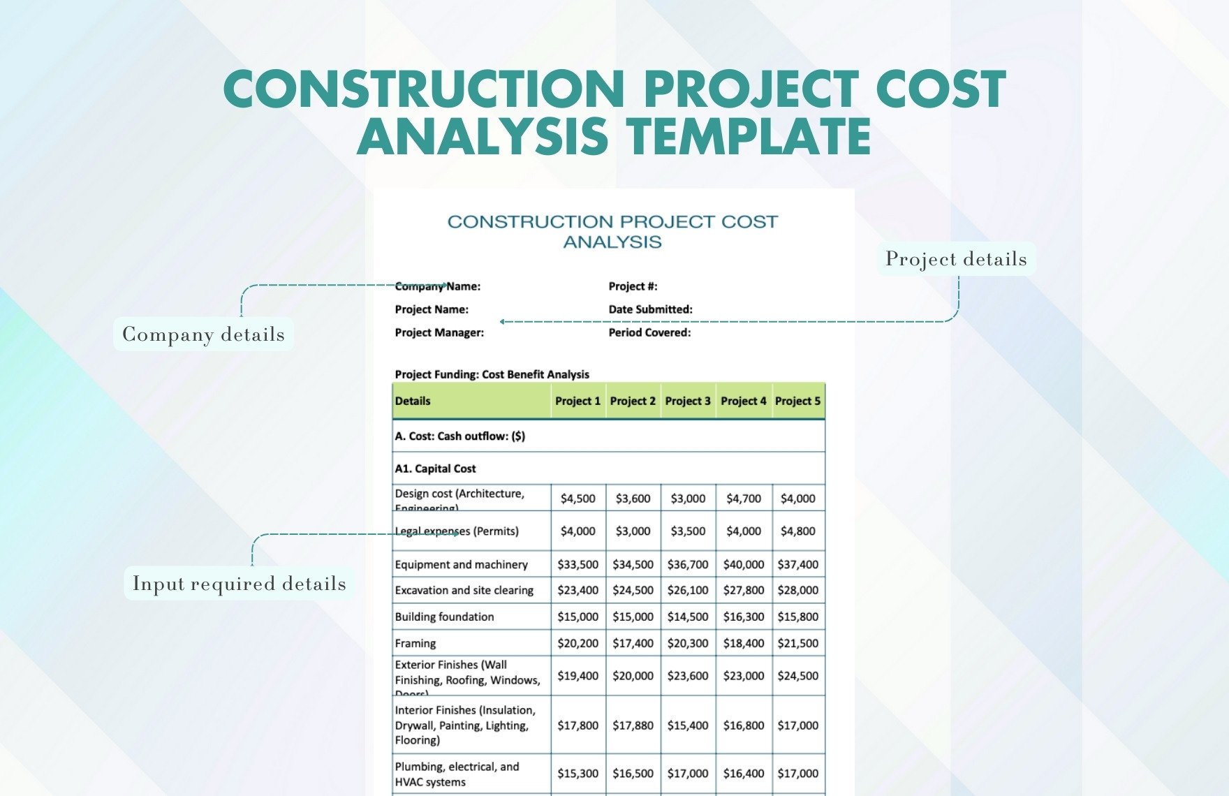 Construction Project Cost Analysis Template