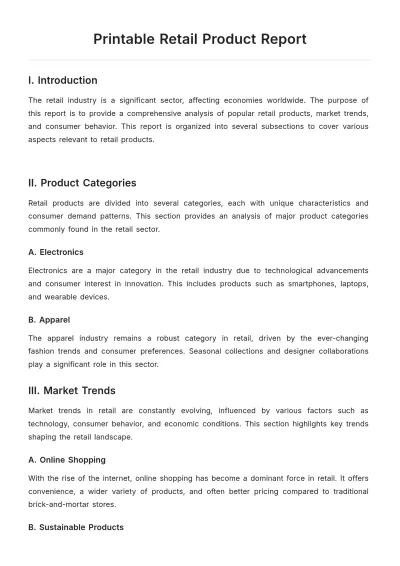 Free Printable Retail Product Report Template to Edit Online