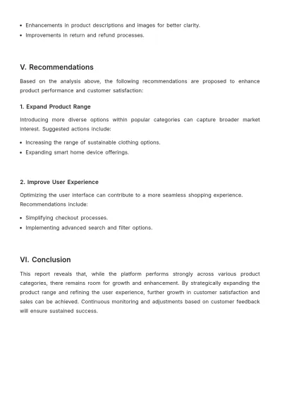 Free E-commerce Product Outline Report Template to Edit Online