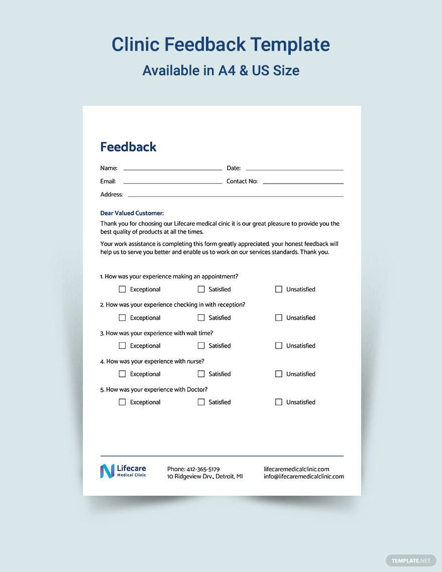 Clinic Feedback Form Template