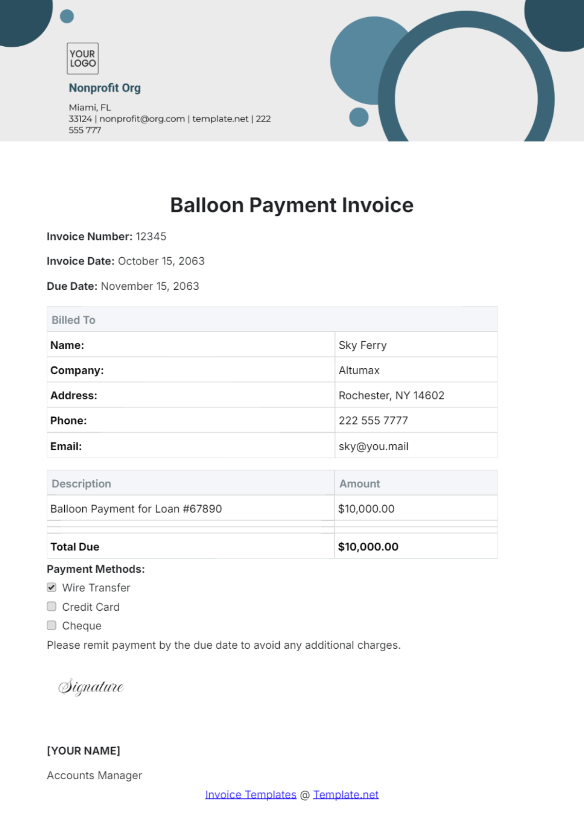 Balloon Payment Invoice Template - Edit Online & Download