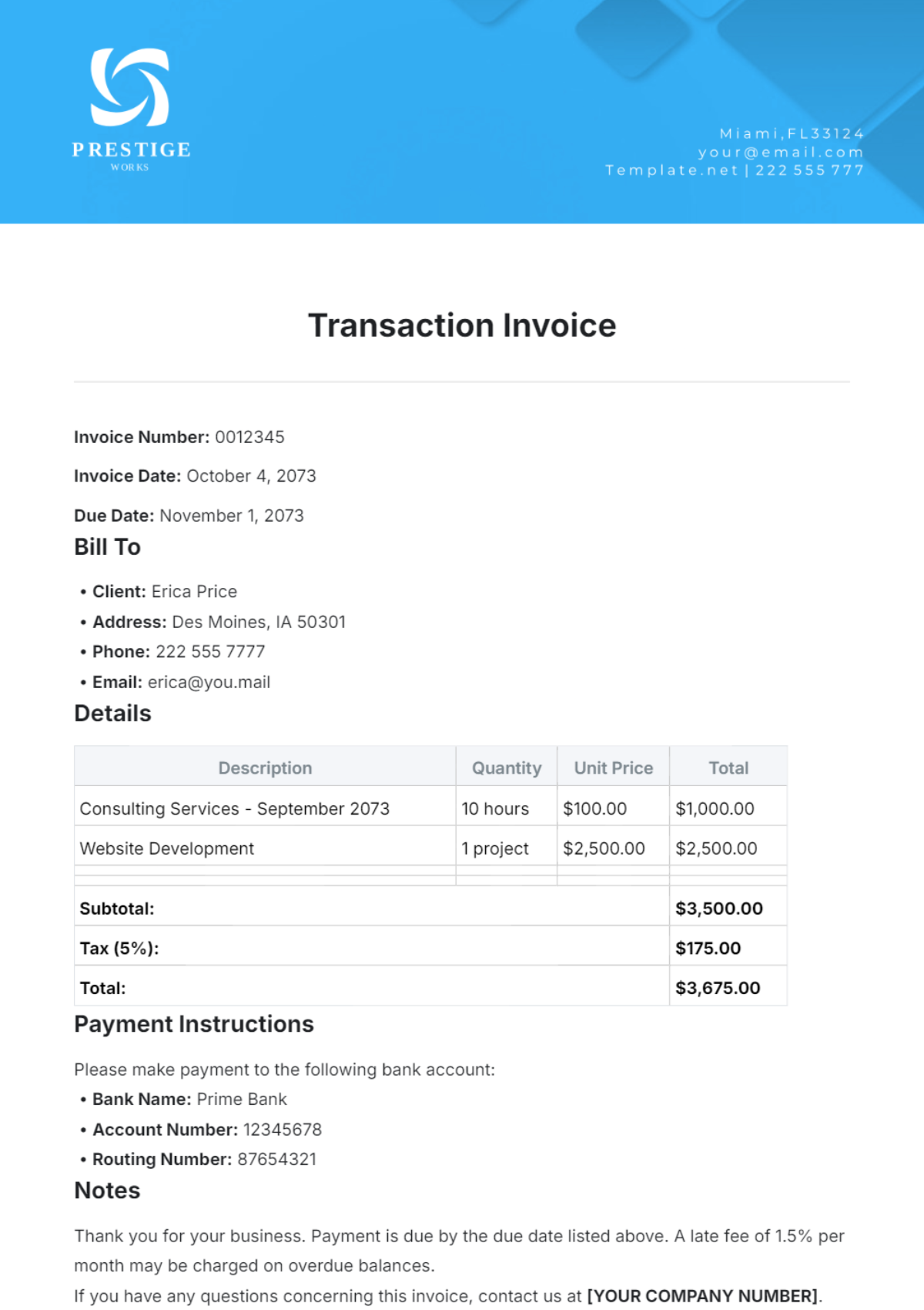 Transaction Invoice Template - Edit Online & Download