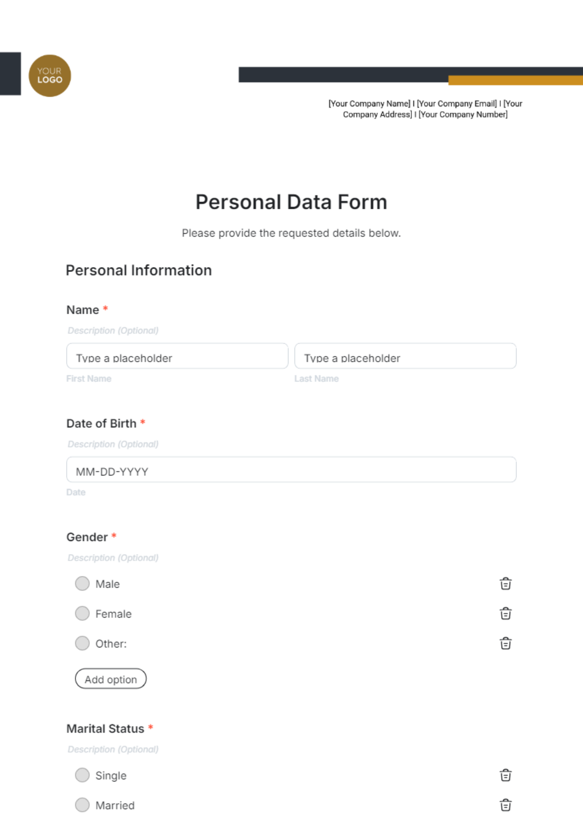 Personal Data Form Template - Edit Online & Download