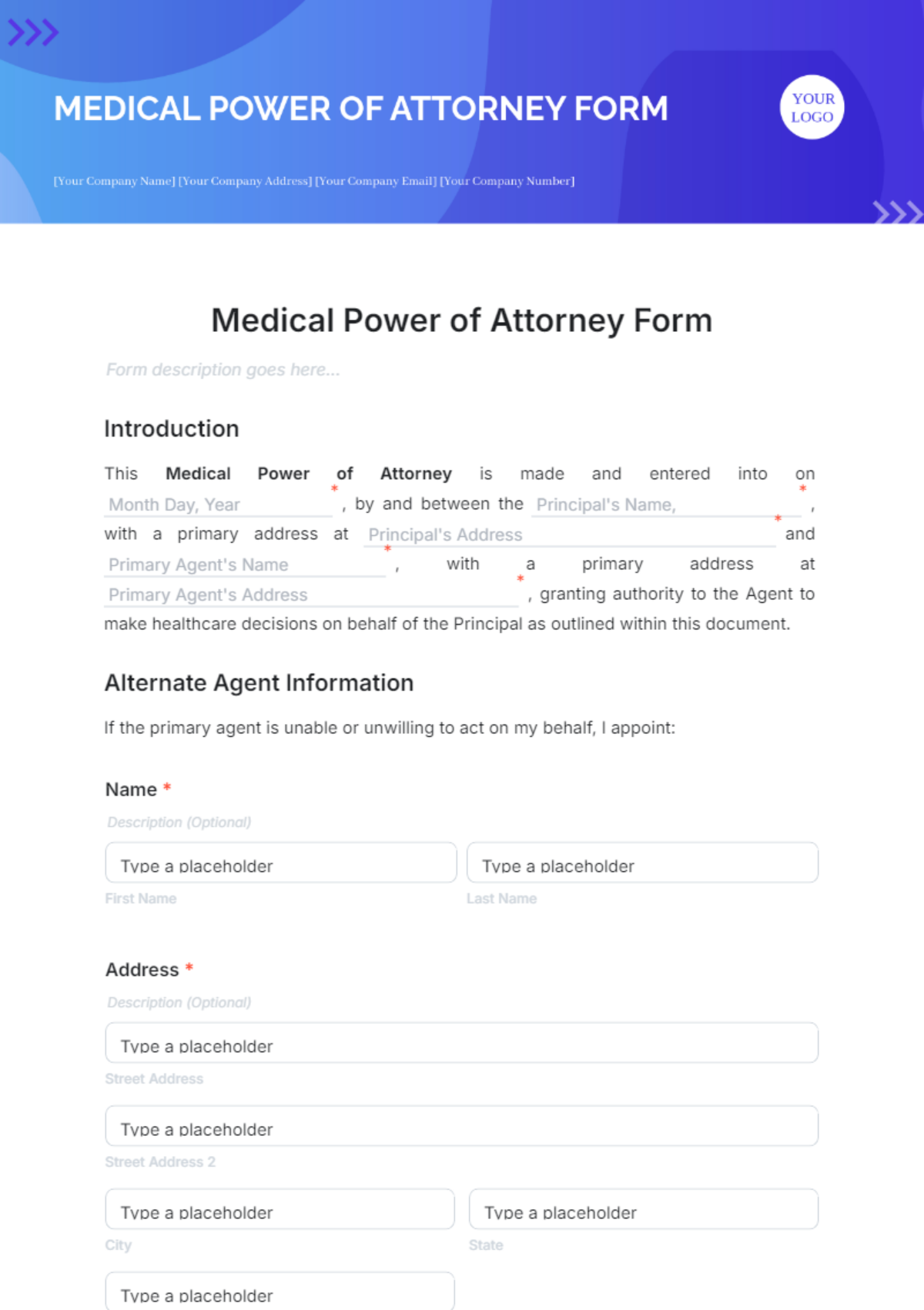 Medical Power of Attorney Form Template - Edit Online & Download