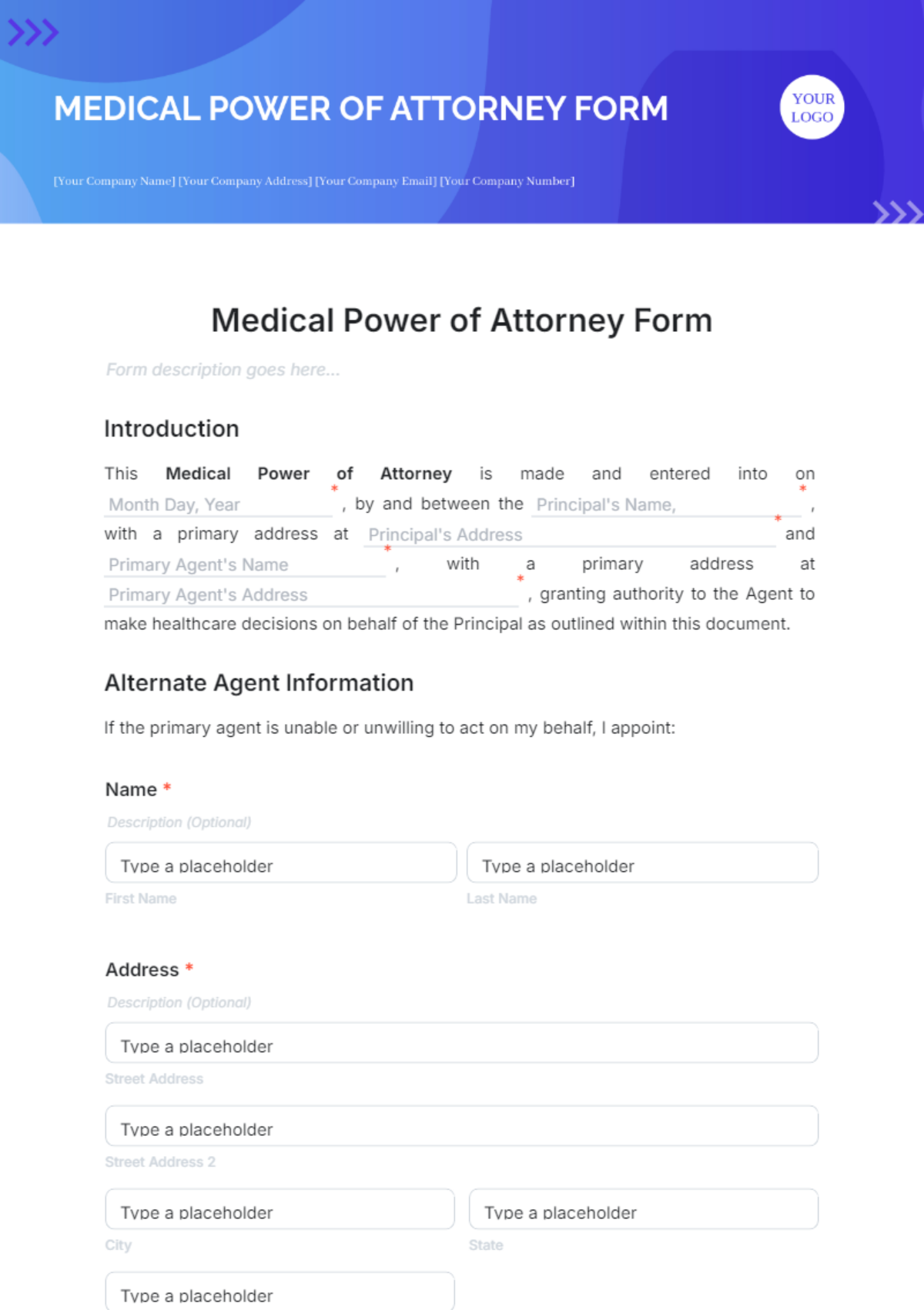 Medical Power Of Attorney Form