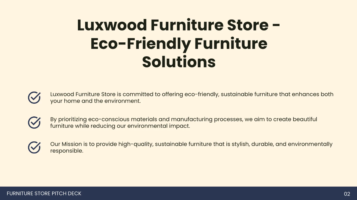 Free Furniture Store Pitch Deck Template to Edit Online