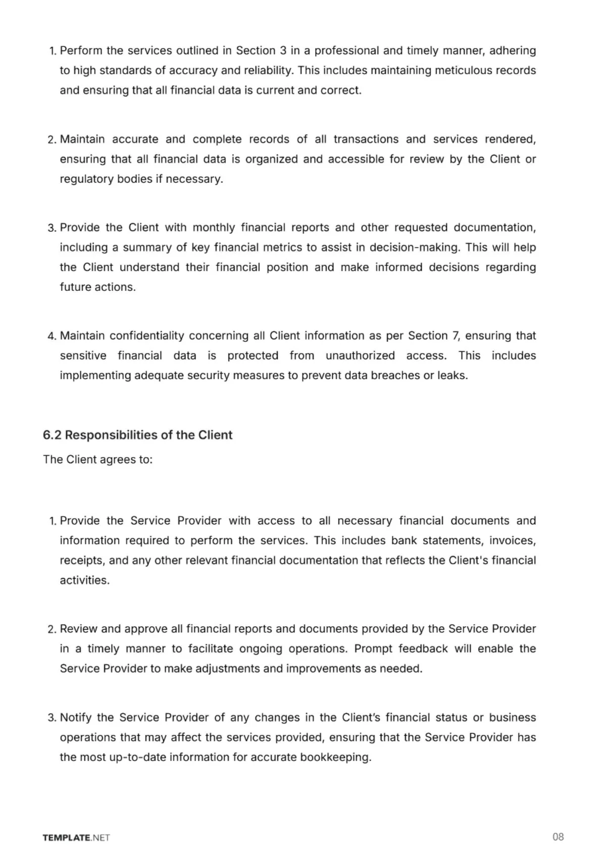 Free Bookkeeping Service Contract Template to Edit Online