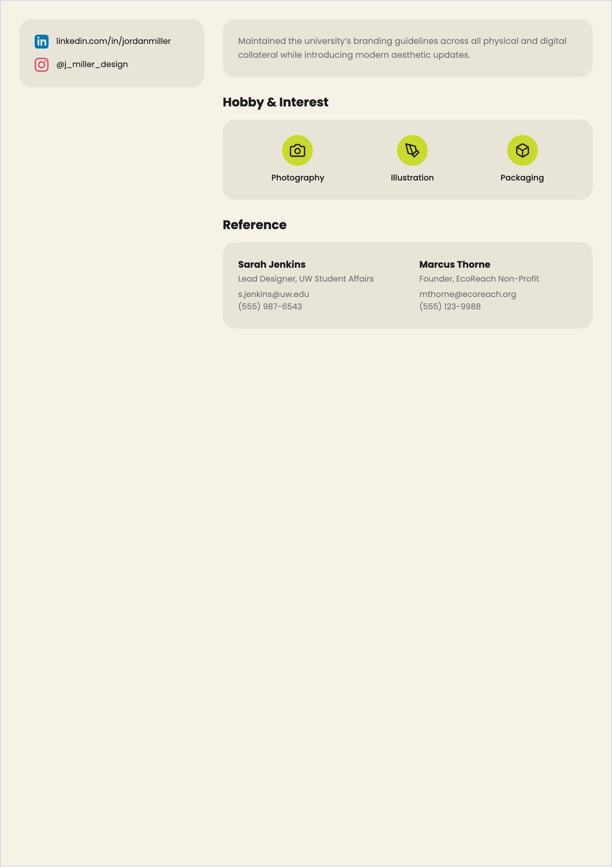 Free Simple Graphic Designer Resume For Internship Template to Edit Online