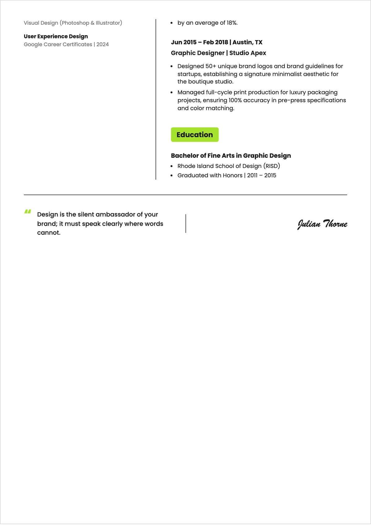 Free Blank Freelance Graphic Designer ATS Resume Template