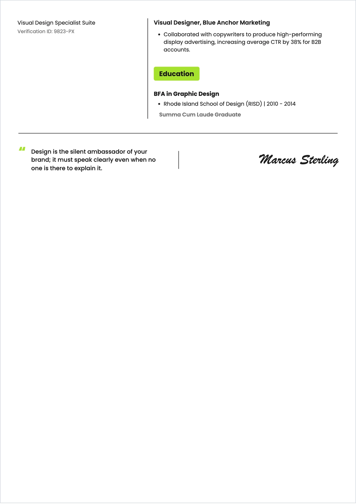 Free Senior Graphic Designer ATS Resume Template, AI Resume Builder