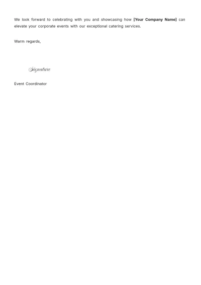 Free Corporate Catering Event Invitation Letter Template to Edit Online
