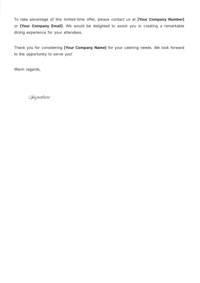 Free Special Promotion Catering Offer Letter Template to Edit Online