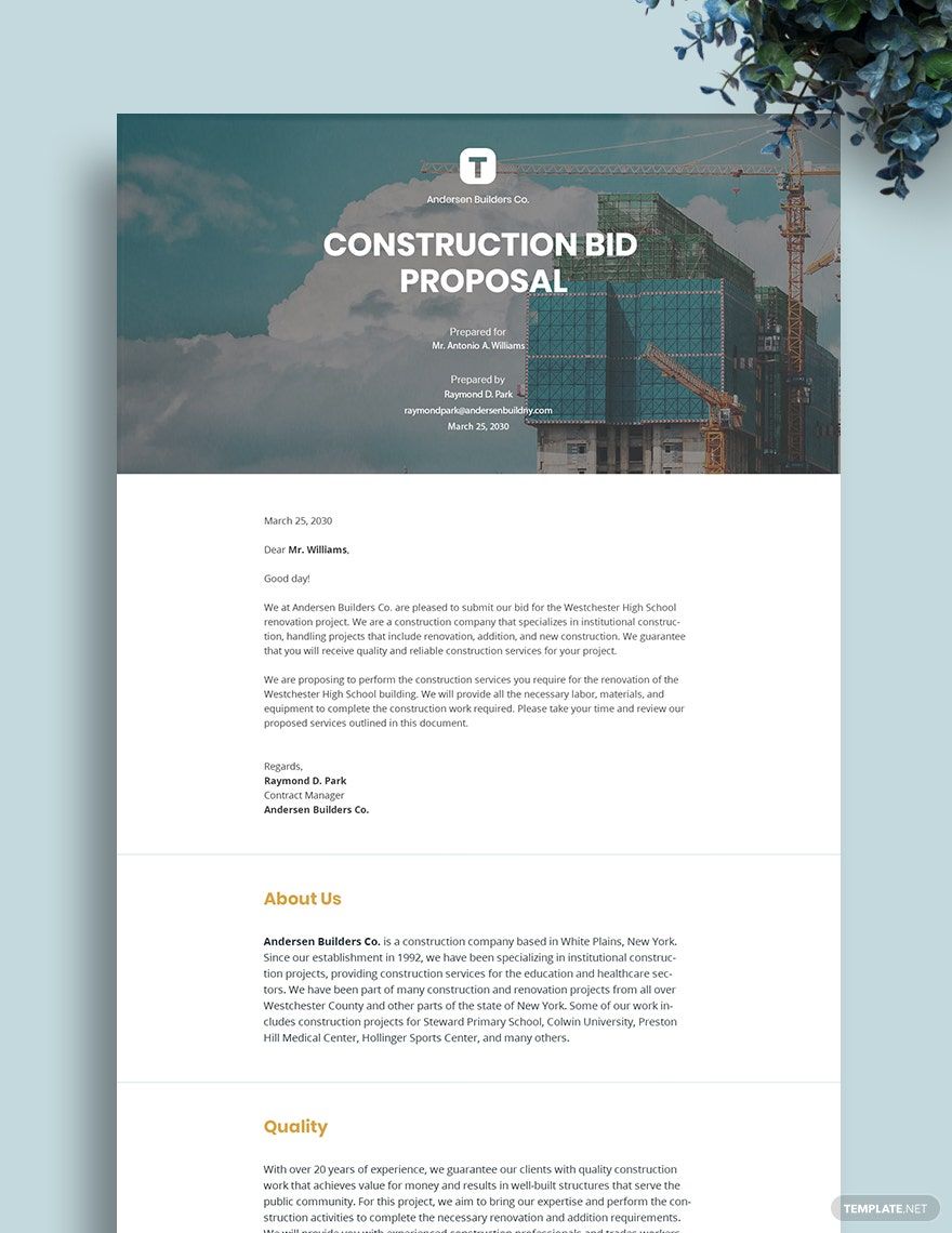 Construction Project Bid Proposal Template