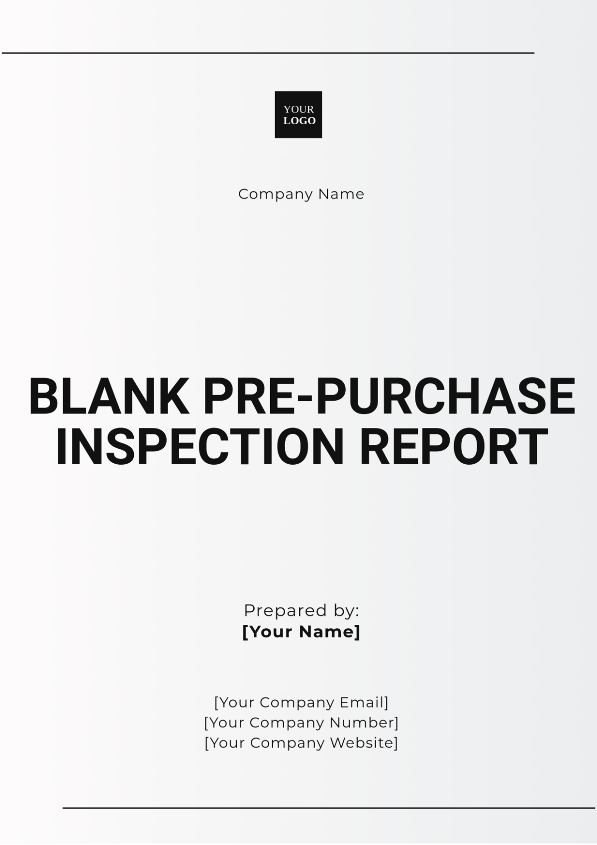 Blank Pre-Purchase Inspection Report Template - Edit Online & Download