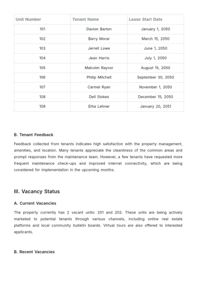 Free Property Occupancy Report Template to Edit Online