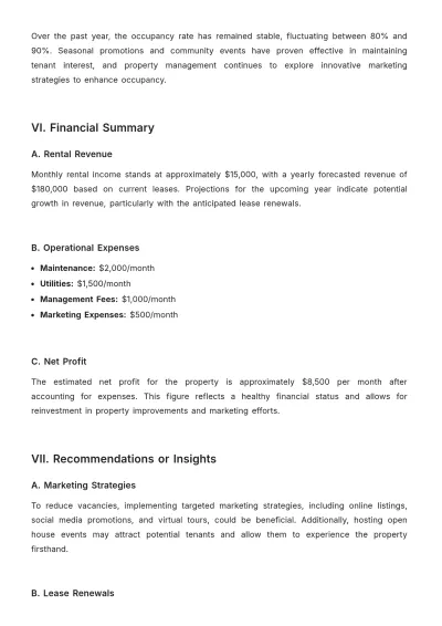 Free Property Occupancy Report Template to Edit Online