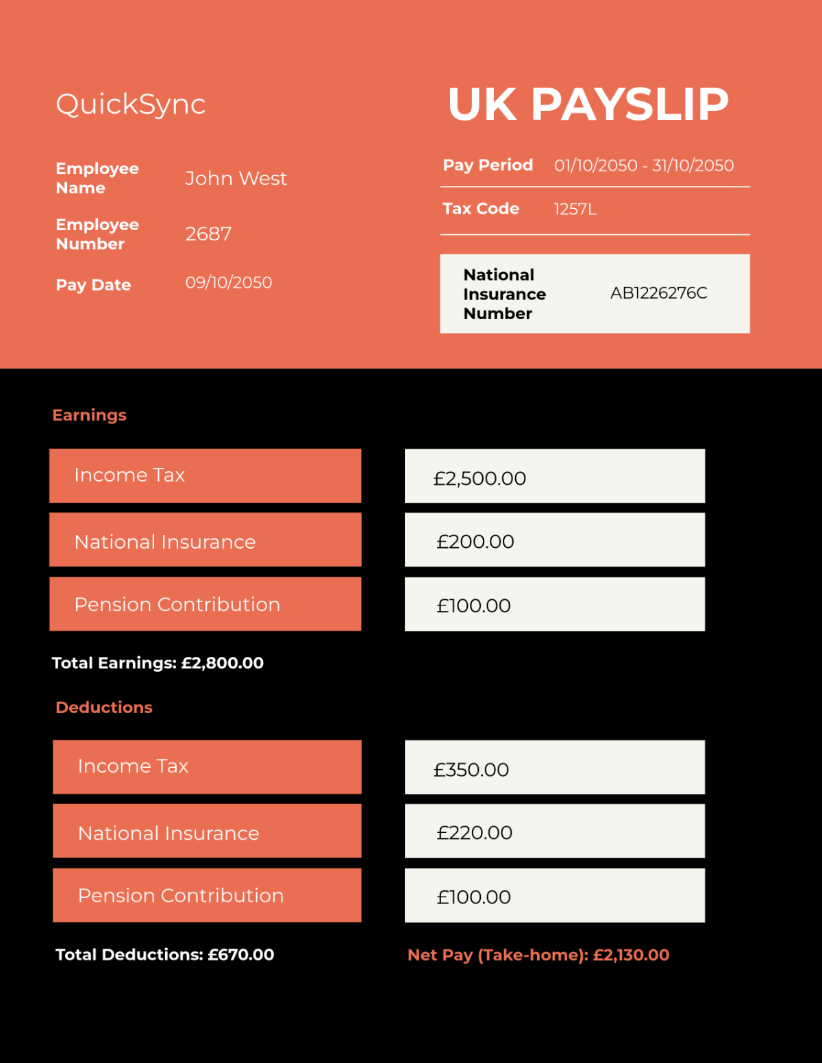 UK Payslip Template - Edit Online & Download