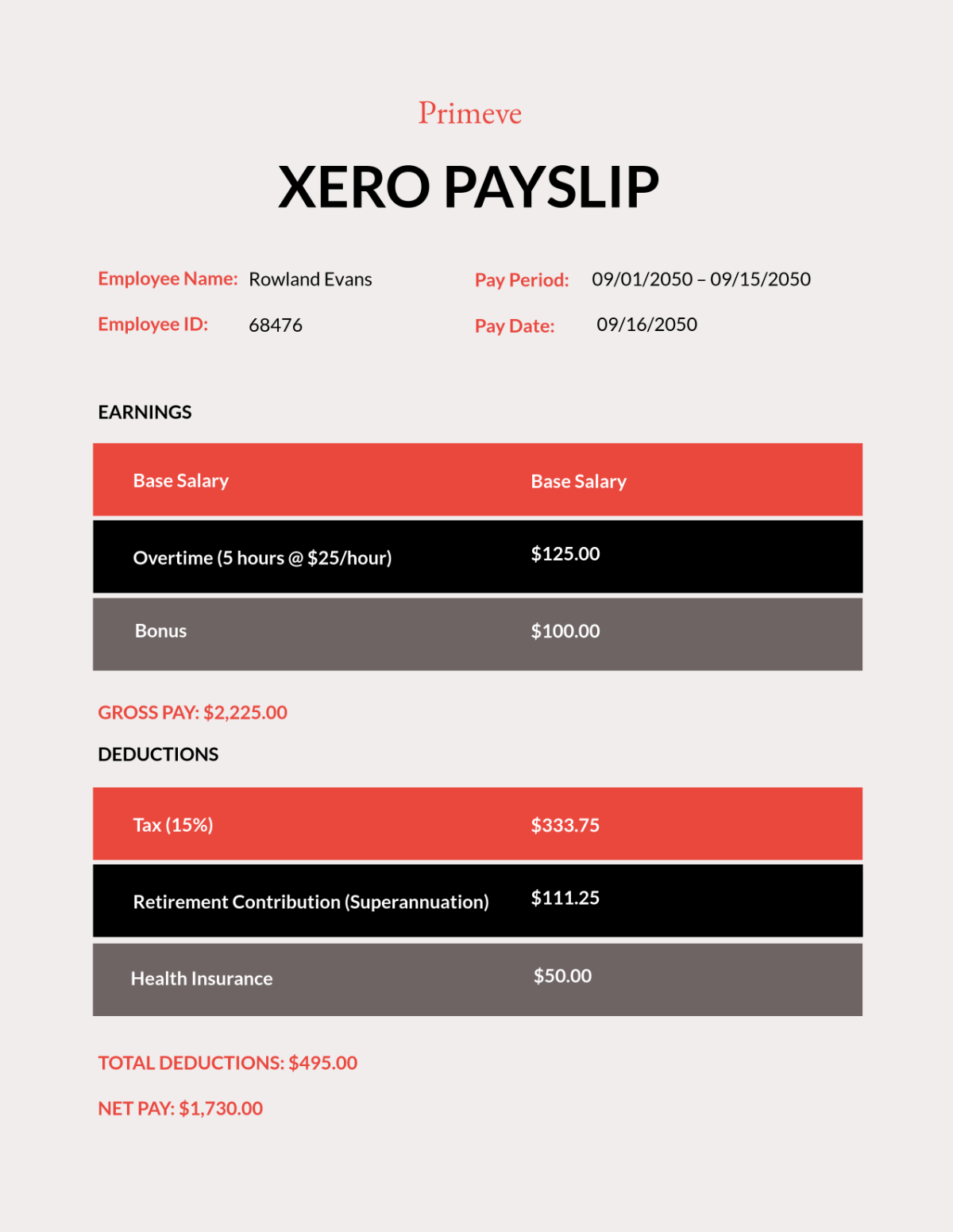 Xero Payslip