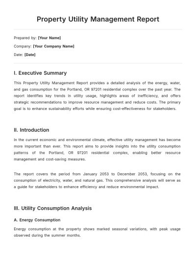 Free Property Utility Management Report Template to Edit Online