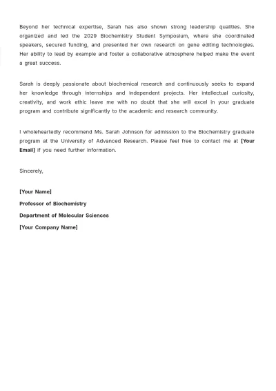 Free Letter of Recommendation for Graduate School Template to Edit Online
