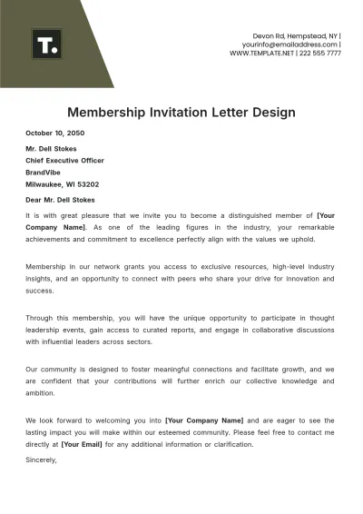 Free Membership Invitation Letter Design Template to Edit Online