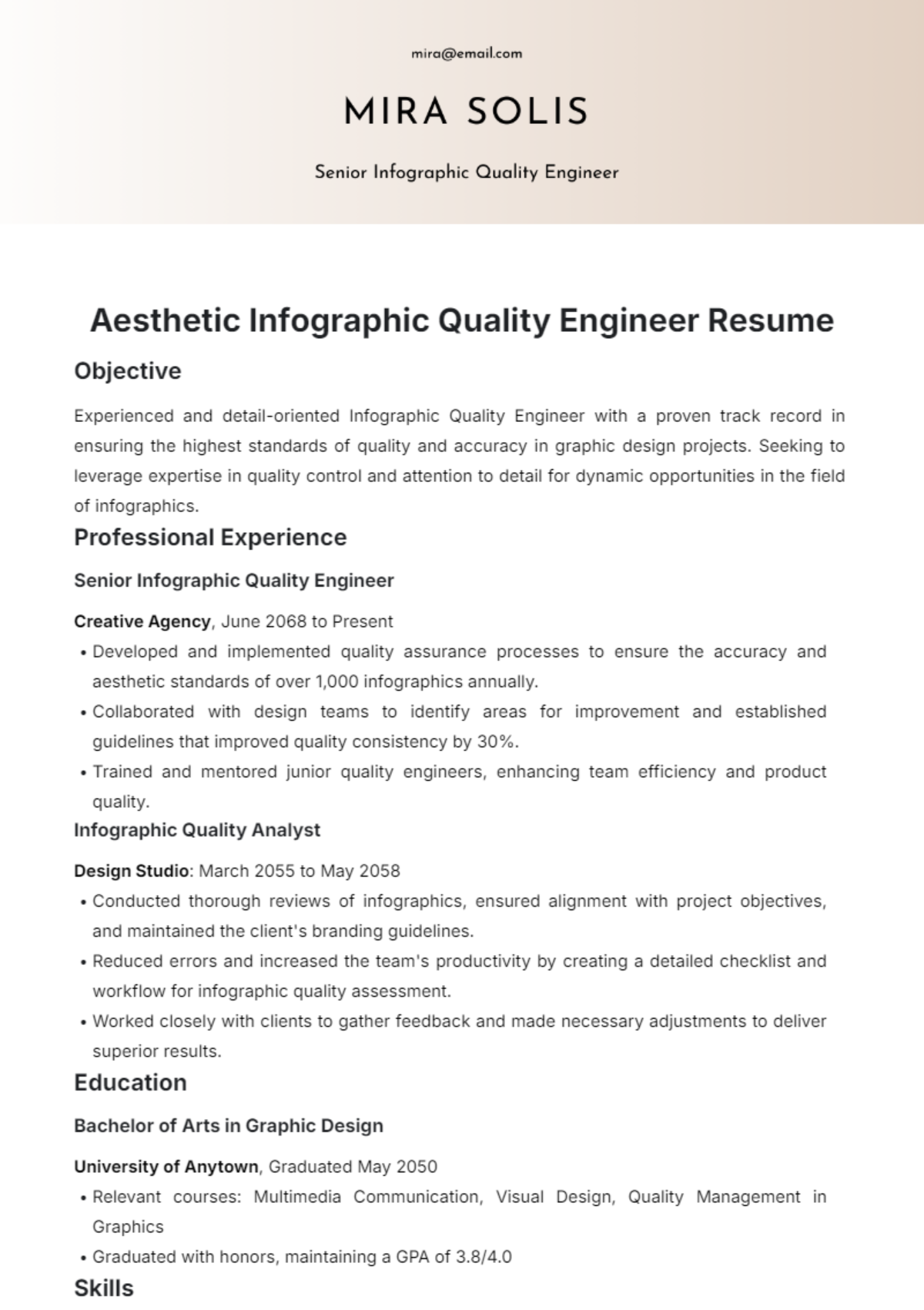 Aesthetic Infographic Quality Engineer Resume Template - Edit Online & Download