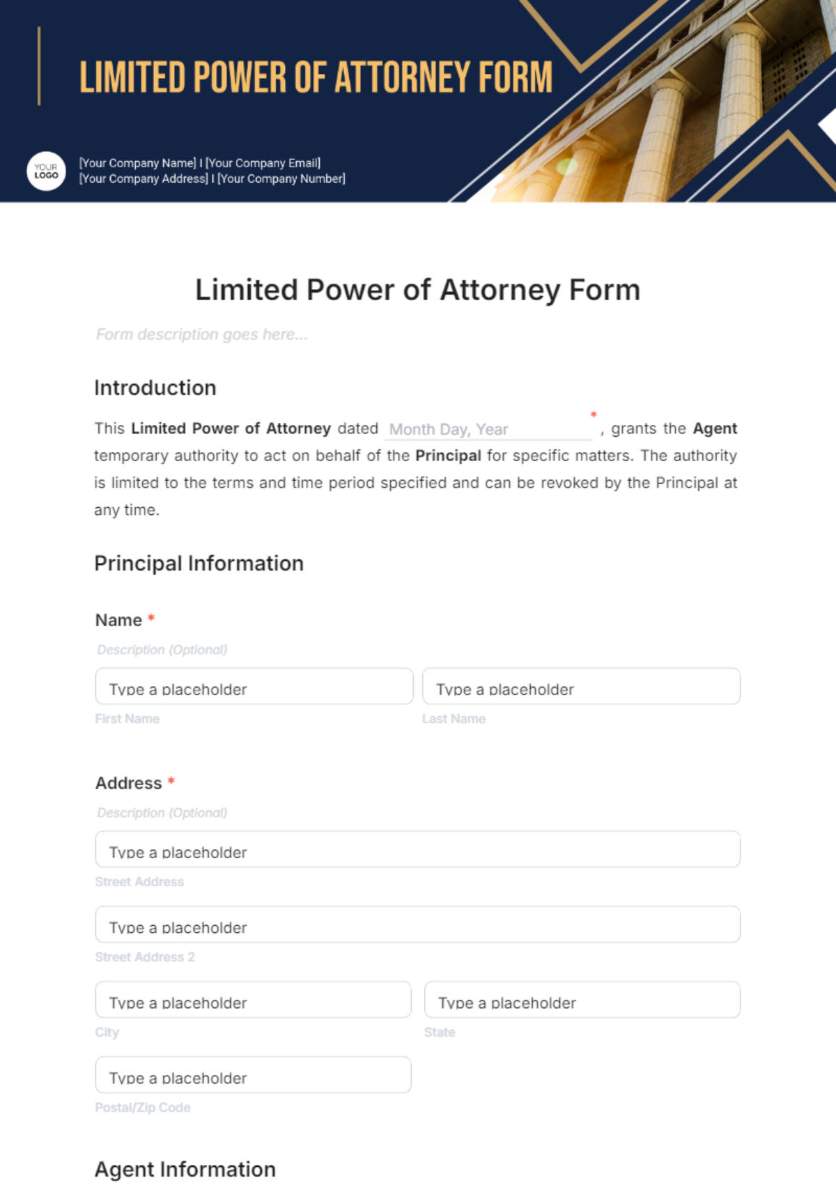 Limited Power of Attorney Form Template - Edit Online & Download