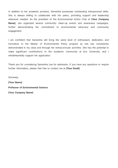Free Graduate School Application Recommendation Letter Template to Edit Online