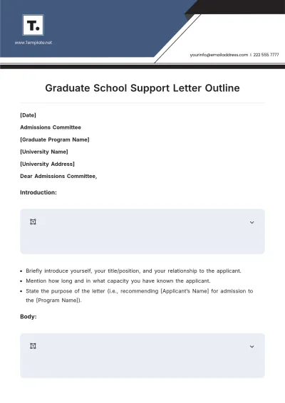 Free Graduate School Support Letter Outline Template to Edit Online