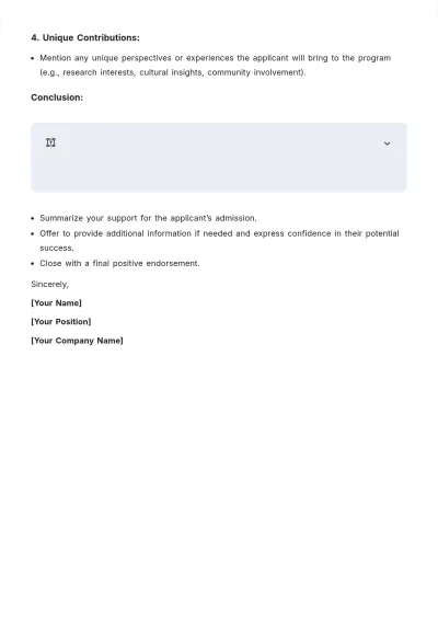 Free Graduate School Support Letter Outline Template to Edit Online