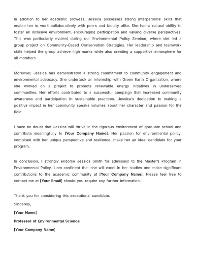 Free Letter of Recommendation from Mentor for Graduate School Template to Edit Online