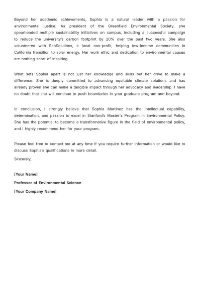 Free Aesthetic Recommendation Letter for Grad School Admission Template to Edit Online