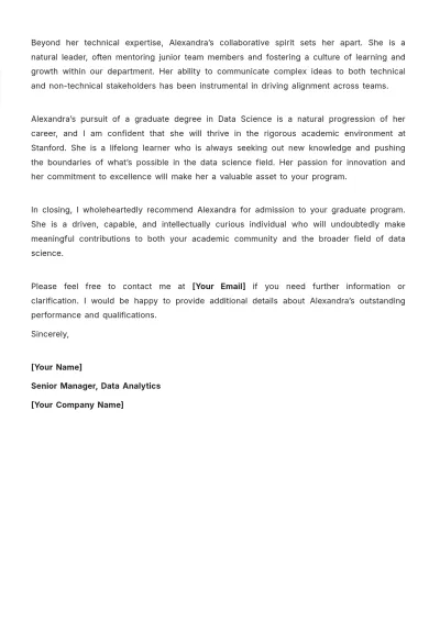 Free Letter of Recommendation Template for Employee to Graduate School to Edit Online