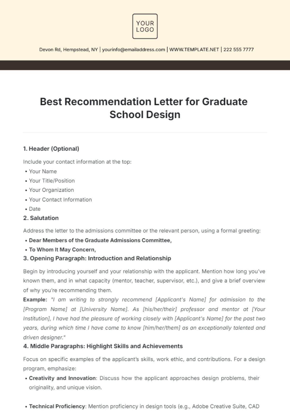 Best Recommendation Letter for Graduate School Design Template - Edit Online & Download