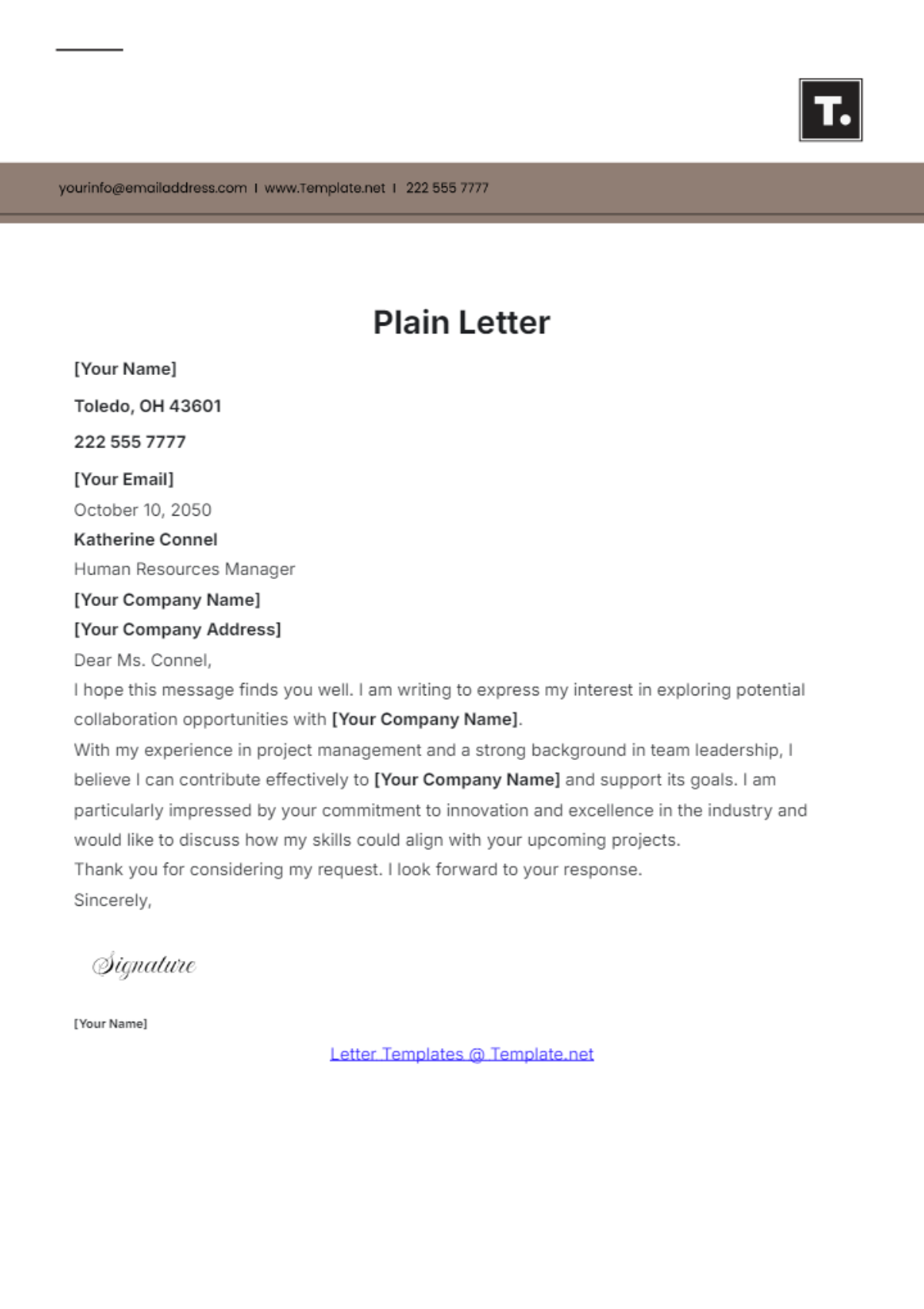 Plain Letter Template - Edit Online & Download