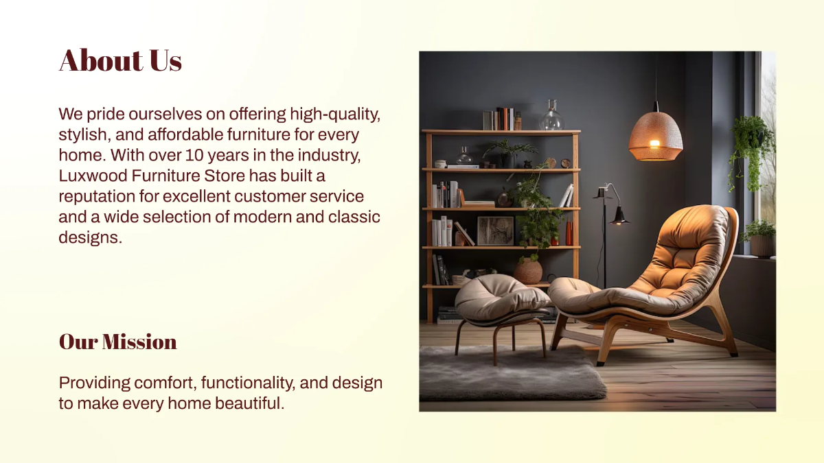 Free Furniture Store Presentation Template to Edit Online