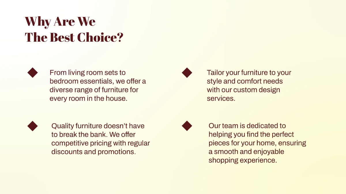 Free Furniture Store Presentation Template to Edit Online