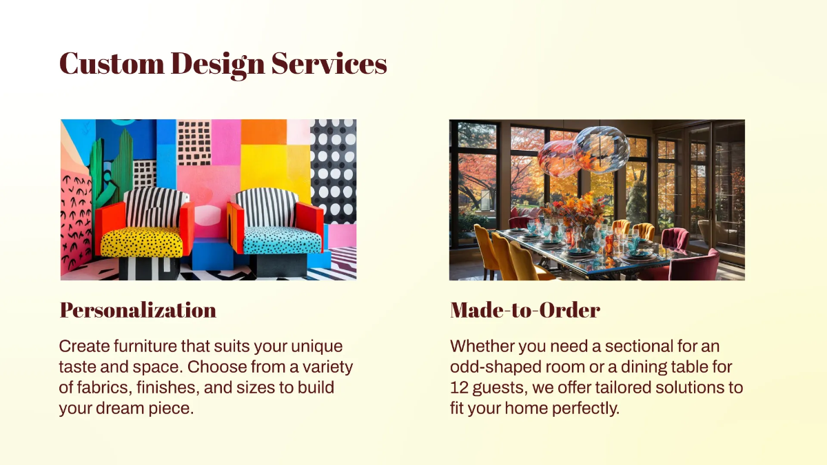 Free Furniture Store Presentation Template to Edit Online