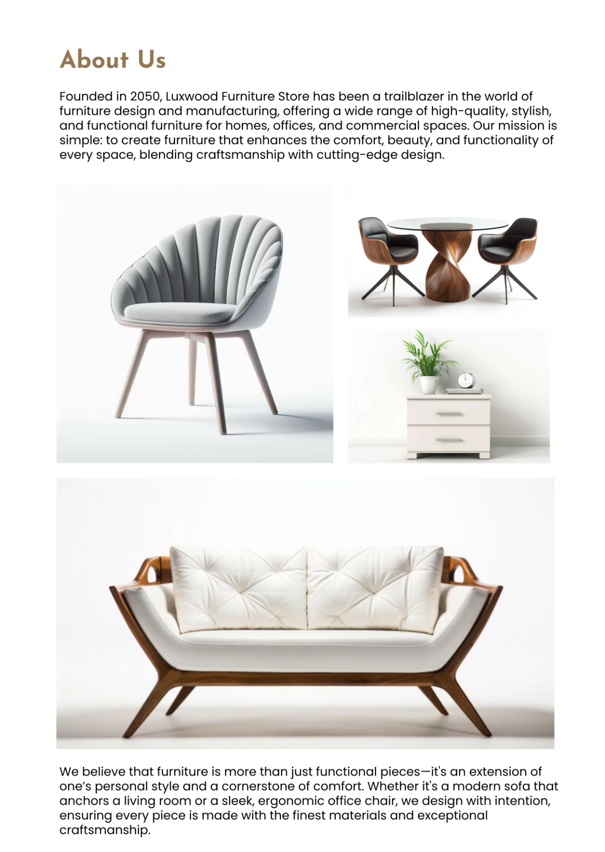 Free Furniture Store Company Profile Template to Edit Online