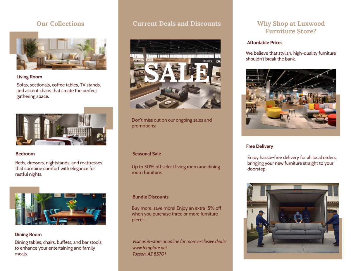 Free Furniture Store Brochure Template to Edit Online
